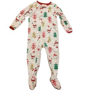 Just One You Carter's 3T Pink Christmas Footed Pajamas Santa Snowman Gingerbread